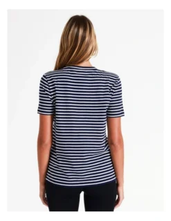 Chloe & Lola Logo Tee Short Sleeve In Ivory/Navy -Chloe Sales Store 967255840 5 720x928