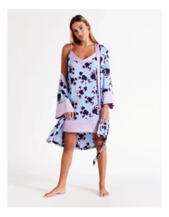 Chloe & Lola Andrea Recycled Satin Robe In Ink Floral -Chloe Sales Store 967374640 7 720x928
