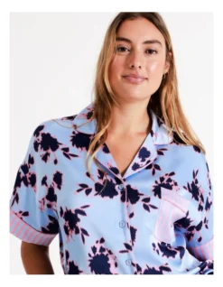 Chloe & Lola Andrea Recycled Satin Short Sleeve Shirt In Ink Floral -Chloe Sales Store 967374730 3 1 720x928
