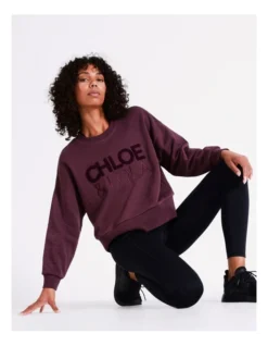 Chloe & Lola Crop Logo Sweater In Burgundy -Chloe Sales Store 968280490 968281570 3 1 720x928