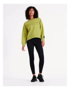 Chloe & Lola Crop Logo Sweater In Lime