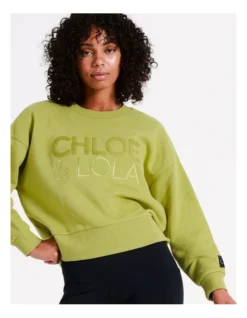 Chloe & Lola Crop Logo Sweater In Lime -Chloe Sales Store 968280490 968301910 4 720x928