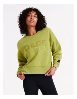 Chloe & Lola Crop Logo Sweater In Lime -Chloe Sales Store 968280490 968301910 7 720x928