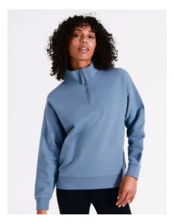 Chloe & Lola Half Zip Sweater In Blue
