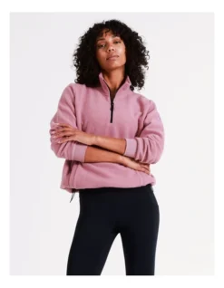 Chloe & Lola Sherpa Half Zip In Dusty Pink -Chloe Sales Store 968280850 968304610 3 720x928