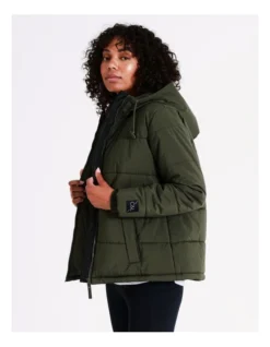 Chloe & Lola Hooded Puffa Jacket In Khaki -Chloe Sales Store 968281030 968305510 4 720x928