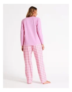 Chloe & Lola Selena Woven Cotton Long Pant In Pink Houndstooth -Chloe Sales Store 968552110 6 720x928