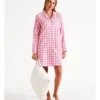 Chloe & Lola Selena Woven Cotton Nightshirt In Pink Houndstooth