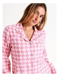 Chloe & Lola Selena Woven Cotton Nightshirt In Pink Houndstooth -Chloe Sales Store 968552200 968543920 4 720x928