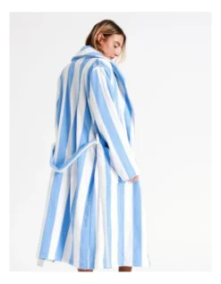 Chloe & Lola Kara Terry Towelling Robe In Blue And White Stripe -Chloe Sales Store 968552830 3 720x928