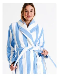 Chloe & Lola Kara Terry Towelling Robe In Blue And White Stripe -Chloe Sales Store 968552830 5 720x928
