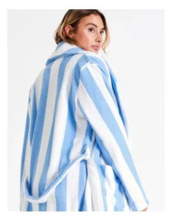 Chloe & Lola Kara Terry Towelling Robe In Blue And White Stripe -Chloe Sales Store 968552830 7 720x928