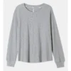 Chloe & Lola Diana Waffle Knit Long Sleeve Top In Grey Marle