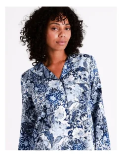 Chloe & Lola Abby Recycled Satin Long Sleeve Nightshirt In China Print