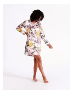 Chloe & Lola Abby Recycled Satin Long Sleeve Nightshirt In Diamond Floral -Chloe Sales Store 976499020 978024880 4 720x928