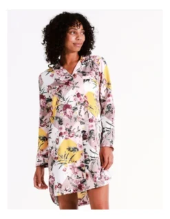 Chloe & Lola Abby Recycled Satin Long Sleeve Nightshirt In Diamond Floral -Chloe Sales Store 976499020 978024880 5 720x928