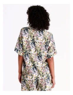 Chloe & Lola Botanical Gardens Ecovero Viscose Short Sleeve Shirt In Cream Botanical -Chloe Sales Store 976499560 4 720x928